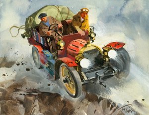 Ten thousand mile motor race (gouache på papper)