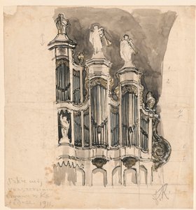 Orgel i Vilniuskatedralen, detalj av Ferdynand Ruszczyc