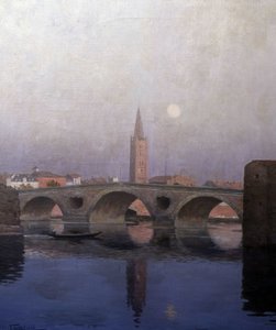 Le Pont Neuf i Toulouse, tidigt 1900-tal (målning) av Fernand Antonin Mercié