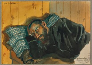 Porträtt av Lavissiere som tar en tupplur, Gustrow av Fernand Barbier