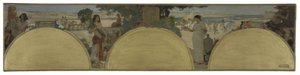 Skiss till Hôtel de Ville de Paris: Skrivandets historia - forntiden, ca 1890 (olja på duk) av Fernand Cormon