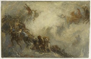 Skiss till den paleontologiska amfiteatern på Paris naturhistoriska museum: Människoraser (tak) av Fernand Cormon