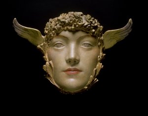 En mask, ca 1897 (gips) av Fernand Khnopff