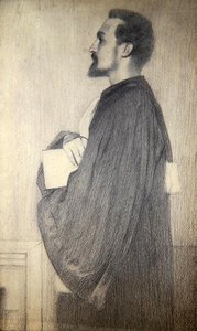 Porträtt av en man (penna på papper) av Fernand Khnopff