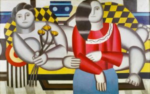 "Femme tenant des fleurs" (Kvinna som håller blommor) av Fernand Leger