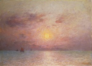 Segling på havet, kväll; Segelbåtar på havet, kväll