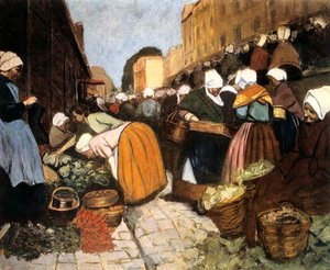 Marknad i Brest, 1899 av Fernand Piet