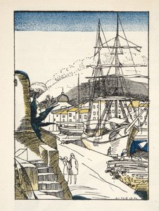 St Tropez från Gazette de Bon Ton, pub. 1920 (stenciltryck)