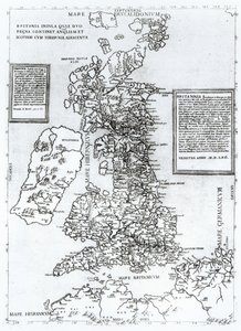Storbritanniens ø, som indeholder kongerigerne England og Skotland, der støder op til Irland, indgraveret af Paulo Forlani, 1562 (kobberstik) swed av Fernando Bertelli