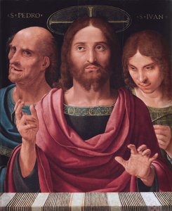 Salvator Mundi mellan de heliga Peter och Johannes, ca 1507 (olja på trä) av Fernando Yanez de Almedina
