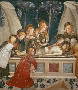 Jesus i graven med apostlarna och hans mor (fresk)