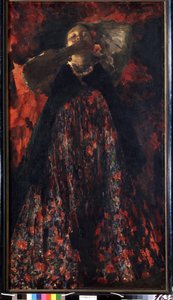 A Girl (A Girl). En bondkvinna i traditionell dräkt. Målning av Filipp Andreevich Maliavin (Maliavine) (eller Andreyevich Malyavin) (1869-1940), olja på duk