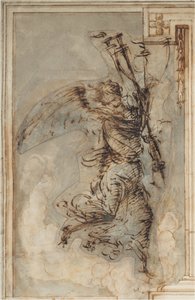 En ängel med fackla, ca 1500-1504 (teckning med penna och tusch)