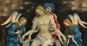 Pietà The Dead Christ Mourned by Nikodemus and Two Angels, ca. 1500. av Filippino Lippi