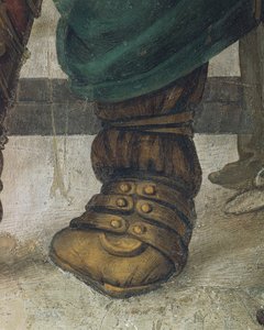 Saint Philip Driving Dragon från Temple of Hieropolis av Filippino Lippi, detalj på skor, fresk av Filippino Lippi