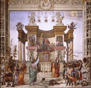 Sankt Filip exorcerar demonen från Mars tempel, södra väggen i Strozzi kapell, ca 1497-1502 (se 208286) av Filippino Lippi