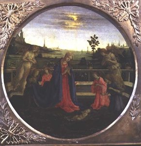 Tillbedjan av Jesusbarnet av Filippino Lippi