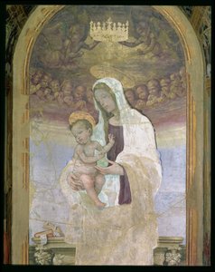 Madonnan och barnet, en detalj från tabernaklet i Canto al Mercatale, 1498 av Filippino Lippi