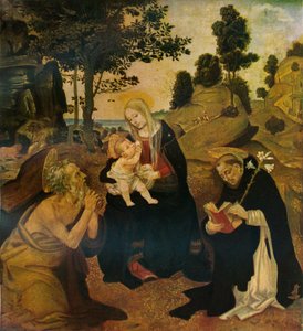 Jungfrun och barnet med de heliga Jerome och Dominicus, c1485, 1911 av Filippino Lippi