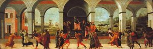 Tre scener från Virginias historia (olja på panel) av Filippino Lippi