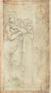 Två draperade kvinnor som står på vardera sidan av en Herm av Filippino Lippi