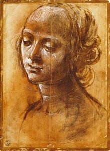 Kvinnlig figur, av Filippino Lippi (1457-ca 1504), teckning av Filippino Lippi