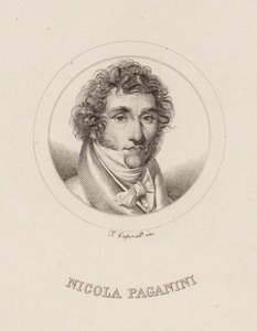 Porträtt av Niccolò Paganini 1782-1840, 1840. av Filippo Caporali