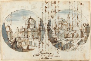 Arkitektoniska fantasier med tempel och pyramider av Filippo Juvarra