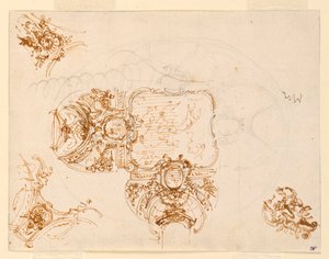 Takdesign för Salone di Stupinigi (jaktstugans huvudsal) av Filippo Juvarra