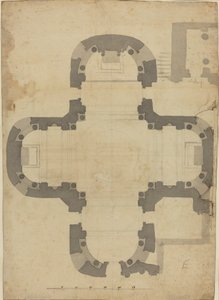 Planritning [verso] av Filippo Juvarra