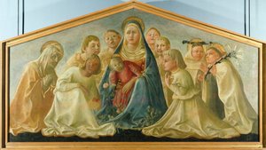 Trivulzio Madonna eller ödmjukhetens Madonna med änglar och karmeliternas heliga av Filippo Lippi (ca 1406-1469), tempera på panel, 85x168 cm av Filippo Lippi