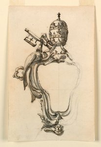 Ritning, En påvlig vapenbricka, 1740-70 av Filippo Marchionni