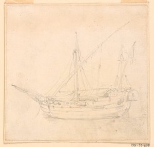 Teckning, Ett segelfartyg, ca 1780 av Filippo Marchionni