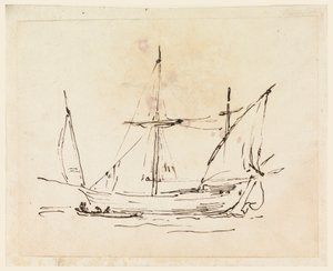 Teckning, Ett segelfartyg, 1770-1800 av Filippo Marchionni