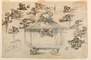 Ritning, mönster till silverterrin, 1769 av Filippo Marchionni