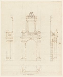 Ritning, Dörrfodral och karm till dörr, 1750-75 av Filippo Marchionni