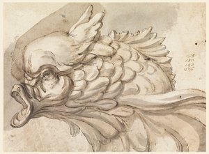 Ritning, Huvud av en delfin, ca. 1775