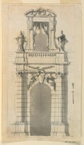 Ritning, Upphöjning av nedre mittpartiet av en stadsvilla, 1770-85 av Filippo Marchionni
