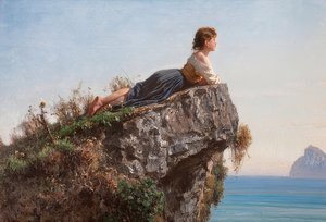 La fanciulla sulla roccia a Sorrento (Flickan på klippan i Sorrento). 1871