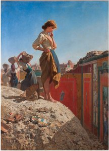 ""Utgrävningarna i Pompeji, Italien"" (Utgrävningarna i Pompeji, Italien) Målning av Filippo Palizzi (1818-1899) Privatsamling från 1800-talet