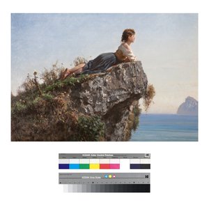 Ung flicka på en sten i Sorrento