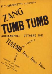 Omslag till boken av Filippo Tommaso Marinetti ""Zang Tumb Tumb"" från 1912. privat samling Milan