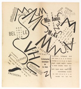 Konsonantord vokaler siffror i Frihet. De futuristiska orden, 1915. av Filippo Tommaso Marinetti