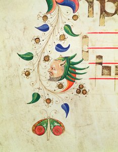 Missal 515 f.72v Zoomorf bladbård, detalj från en körbok utförd före 1449 veläng