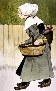 Pigor som bär påskägg, ca. 1900 (illustration)
