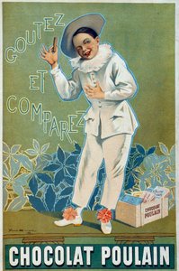 Affischannons av Firmin Etienne Bruisset (1859-1925) för Chocolat Poulain "" Smaka och jämför""