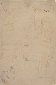 Ritning för en illustration från en Sat Sai från Bihari Lal-serien: The Message of the Eyes..., ca. 178 av First generation after Nainsukh