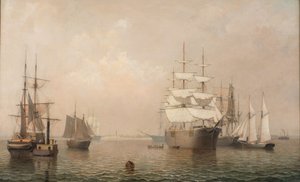 Handelsfartyg utanför Bostons hamn, 1863