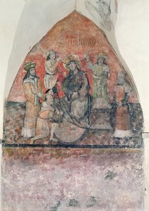 Kristus kröns med törnekrona, väggmålning i kryptan, ca 1480-1540 av Flemish School