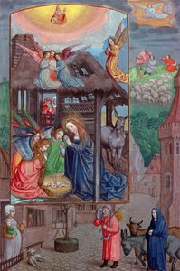 Codex Ser Nov 2844 Kristi födelse, från Rothschilds bönbok (pergament) av Flemish School